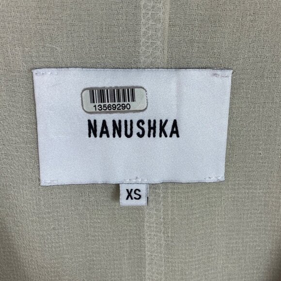 Nanushka Vegan Leather Mini Dress Button Down Size XS Cream Beige Menphi Boho - Picture 7 of 13